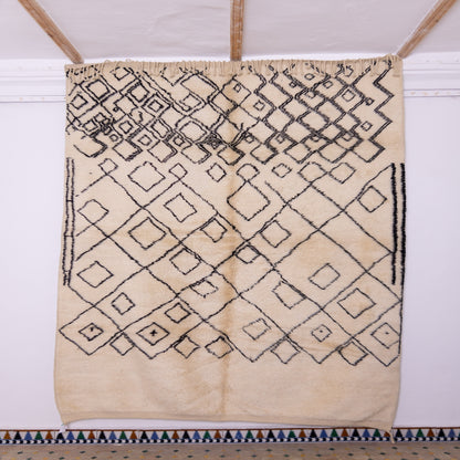 Authentic Mrirt Rug – Handmade Moroccan Wool Carpet – Minimalist Geometric Berber Rug – Luxury Soft & Thick Wool Area Rug